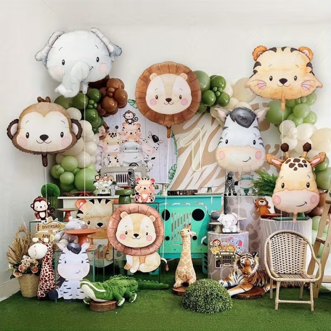 Комплект 6 бр. фолиеви 3D матови балони Джунгла, Сафари /Ch/