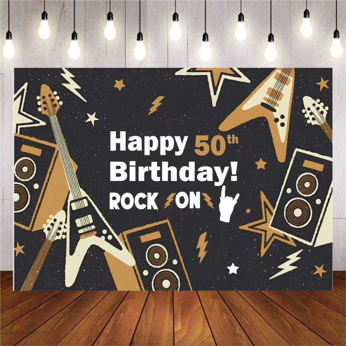 Винил за фон /декорация/ на рожден ден, Rock On, размер 100х70см