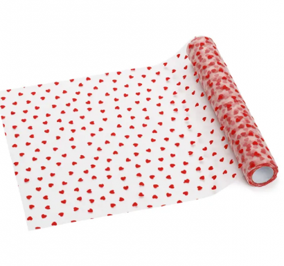 Тишлайфер /рънър/ за маса, тюл с червени сърца, Св.Валентин, 0,36х9м /Pd/
