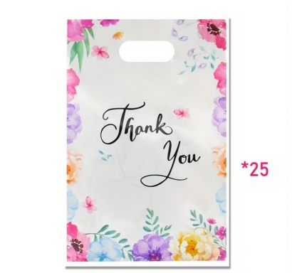 Подаръчни торбички Цветя, Thank You, 25 бр. в опаковка /Tm/