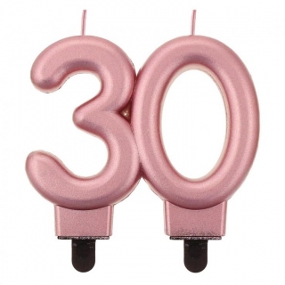 Свещичка за рожден ден, металик цвят розово злато, юбилей 30 години /Gd/