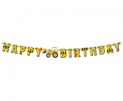 Банер гирлянд Строителни машини, Happy Birthday, 2,20м. /Gd/