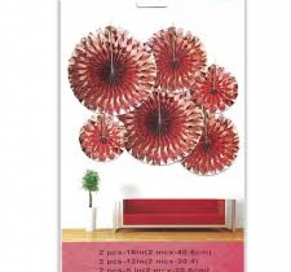 Висяща декорация - 6 бр. ветрило, розово злато, диаметър 40,30,20 см /Pe/