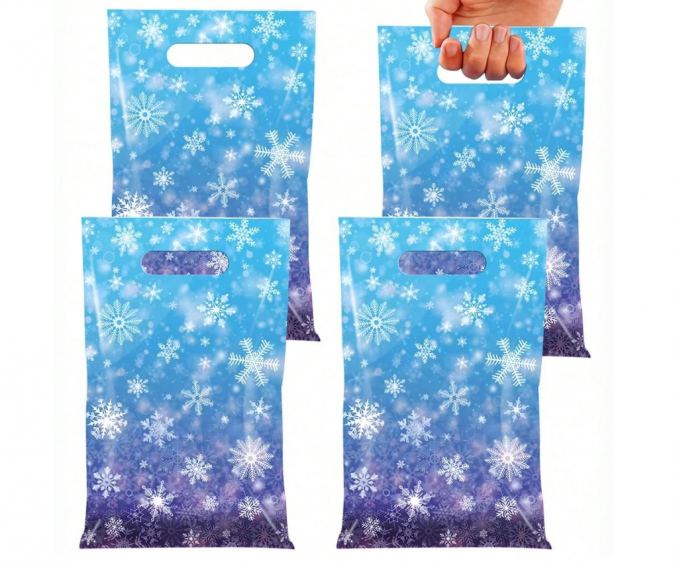 Подаръчни торбички, пликове за сладки Снежинки, Коледа, 16х25см, 20 бр. в опаковка /Ch/