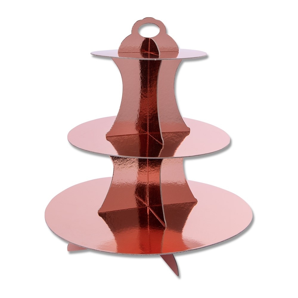 Стойка за мъфини розово злато металик, три нива /Pe/