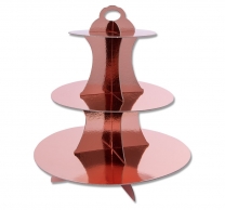 Стойка за мъфини розово злато металик, три нива /Pe/