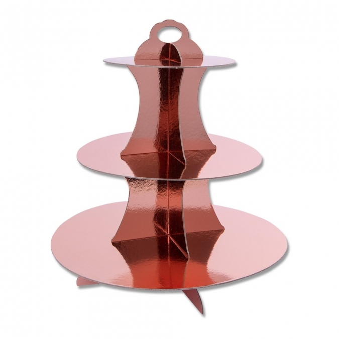 Стойка за мъфини розово злато металик, три нива /Pe/