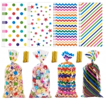 Подаръчни торбички целофан, многоцветни фигури, 27х12,5см, 50бр. /Pe/