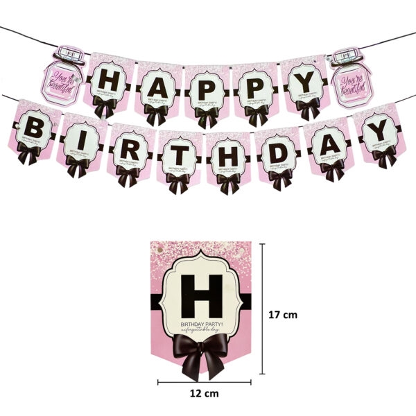 Банер гирлянд Дамско парти, Панделки, Happy Birthday, 2,5м. /Pe/