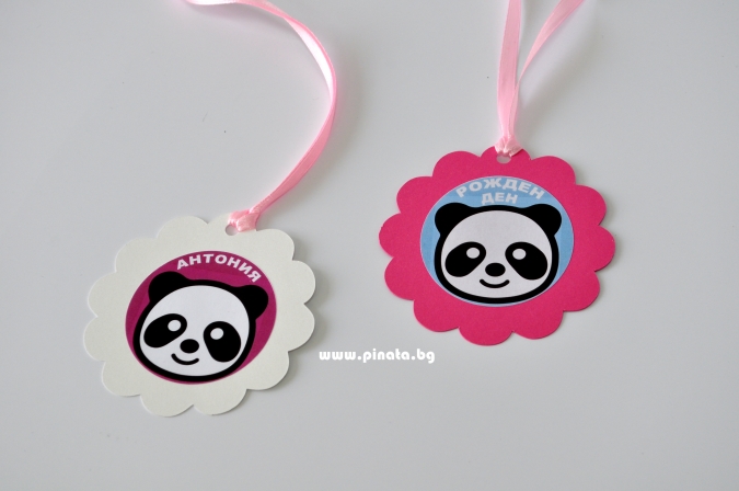 Персонализиран парти медальон Панда / Party Medallion Panda, 5бр. пакет