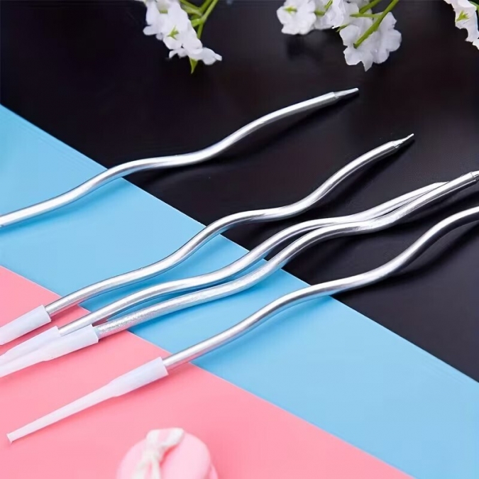 Свещи за торта спирали, 12бр., цвят сребро, 15,5см /Tm/