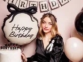 Салфетки с Панделка Happy Birthday в бежово и черно, 12бр. в пакет /Pd/
