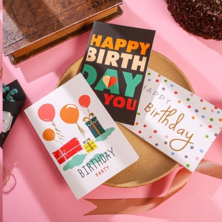 Мини картичка, Happy Birthday, 9x6см , различни стилове /Pe/