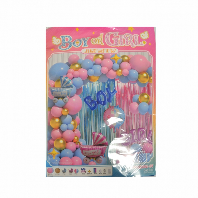 Комплект за украса с балони Boy or Girl, за разкриване на пола, 83 броя /Pe/