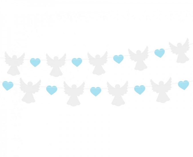 Гирлянд за декорация от Ангели и сърца в синьо, кръщене, 1,50 м. /Gd/