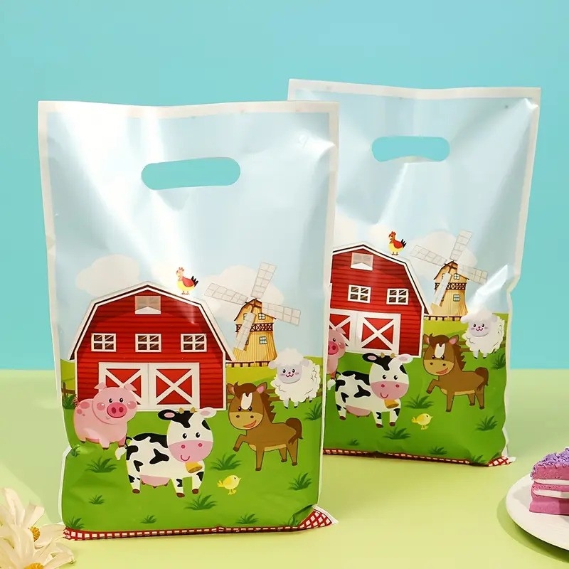 Подаръчни торбички, Животни от Фермата, 17х25см, 10 бр. в опаковка /Pe/