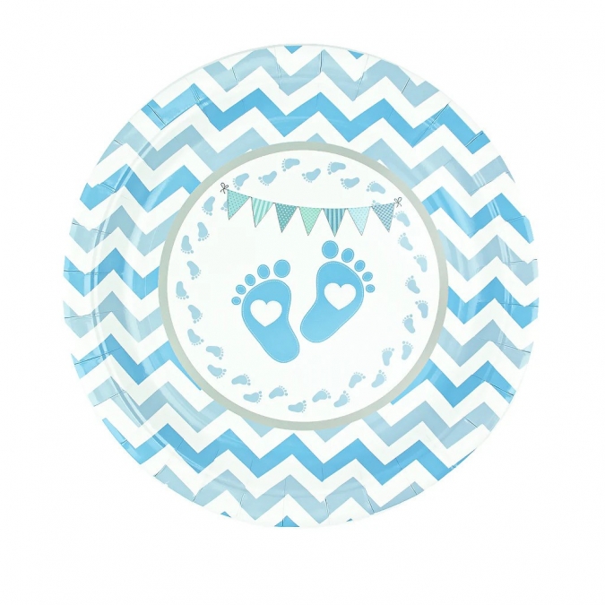 Хартиена парти чинийка Бебе момче крачета, 6 бр. в опаковка /Pp/