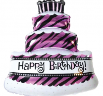 Фолиев балон Торта с надпис Happy Birthday, 98 см /Pp/
