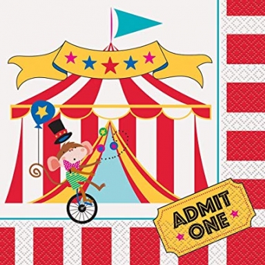 Парти салфетки Цирк Карнавал 16 бр в пакет, Cirkus Carnival