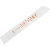 Лента It's my birthday, цвят бяло и розово злато /Pd/