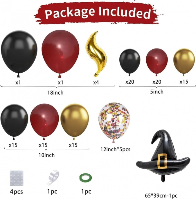 Комплект с балони тип арка, Магьосник, Хари Потър, 155бр. /Tm/