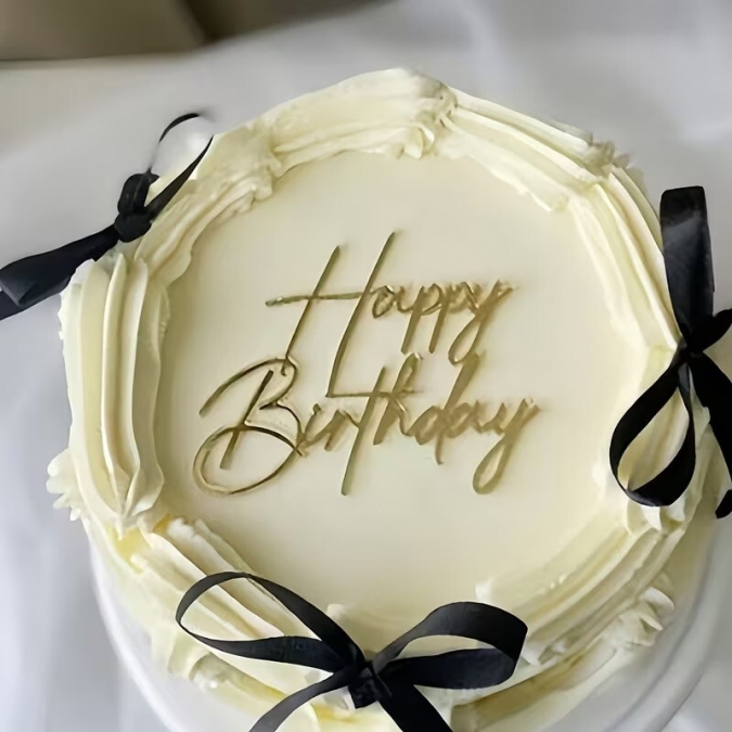 Декорация, топер за торта, фронтален, Happy Birthday, цвят сребро /Pp/