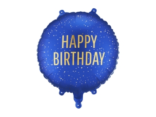 Фолиев балон Happy Birthday, цвят тъмно син, 45см /Pd/