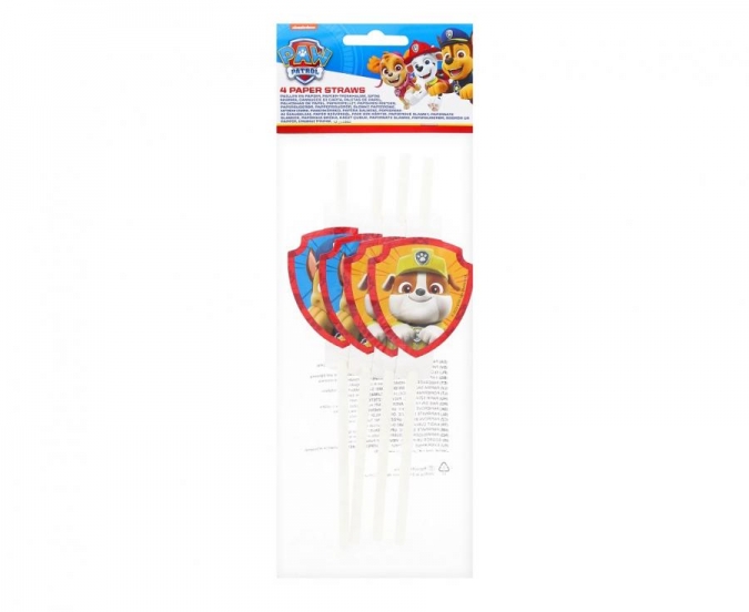 Сламки с облър Пес Патрул, 4 бр. в пакет /Gd/