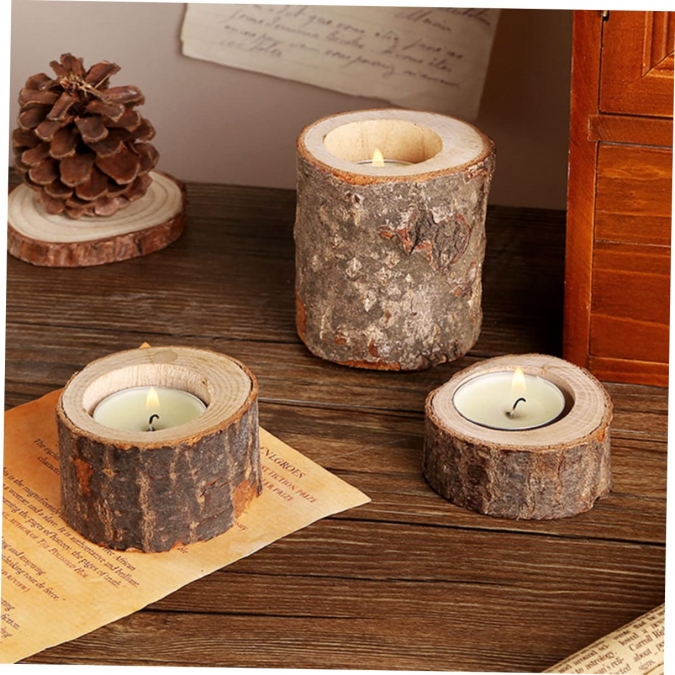 Дървен свещник 4х7см /Sa/