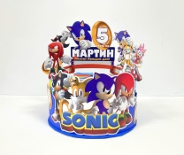 3Д Хартиена торта с персонализация Соник