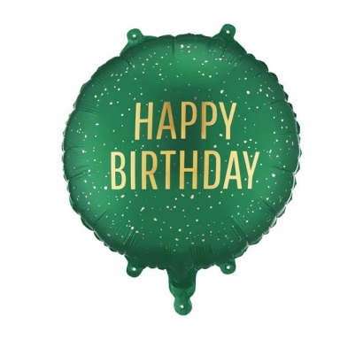 Фолиев балон Happy Birthday, цвят тъмно зелен, 45см /Pd/