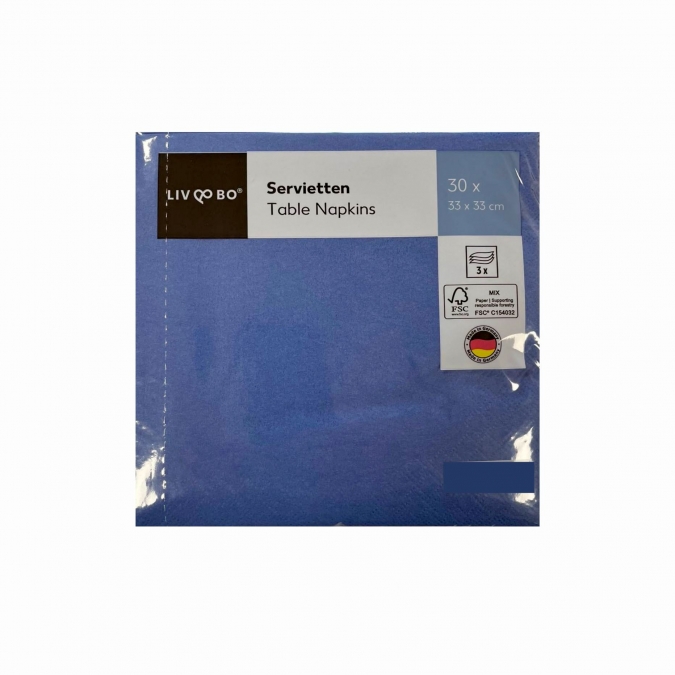 Парти салфетки тъмно сини, 30 бр в пакет, 33х33 см /kf/