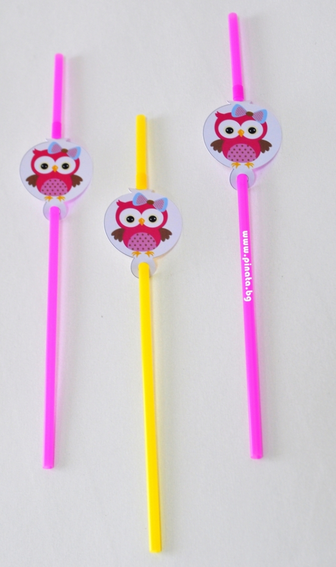 Парти сламки с облър Бухал, 10 бр. в пакет