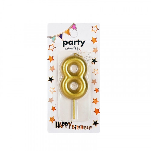 Свещичка металик цвят злато, цифра 2 /Km/