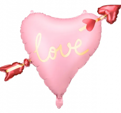 Фолиев балон Сърце със стрела „Love“, Свети Валентин, 76 см /Pd/