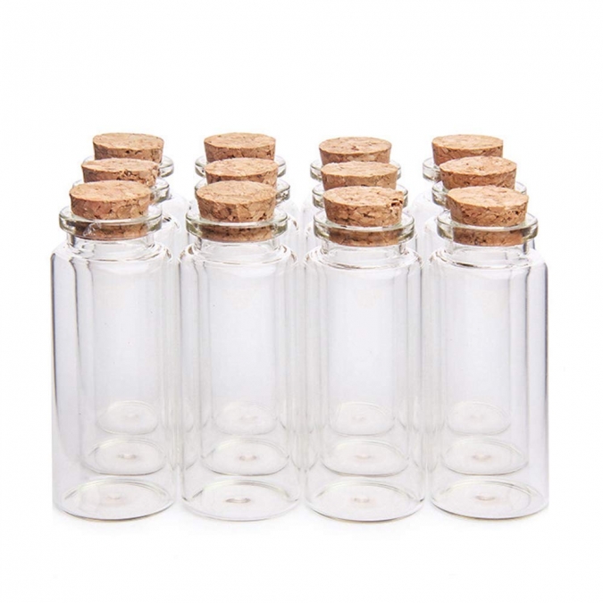 Стъклено шише с коркова тапа, за сватба, кръщене и др. /Sa/