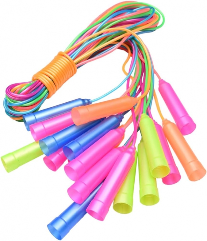 Въже за скачане, цветно, с дървени ръкохватки /Km/