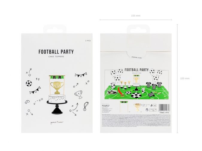 Декорация за торта Футбол, купа, Goal, 2 броя /Pd/