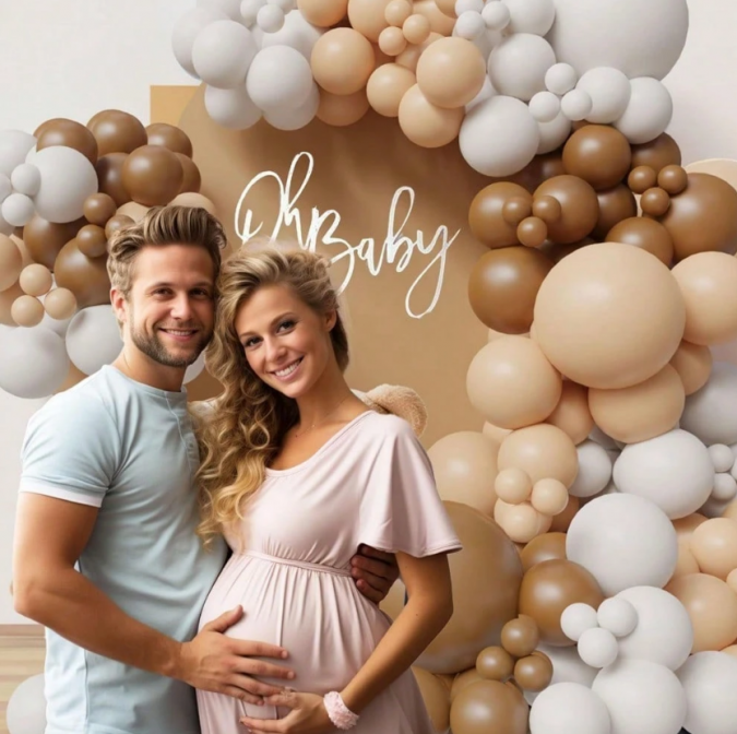 Комплект за арка 108 бр. балони в кафяво, бяло и лате /Ch/