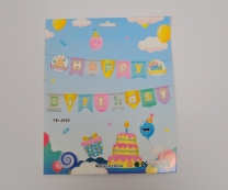 Банер гирлянд Пастелни цветове, Happy Birthday, 2,5м. /Gx/