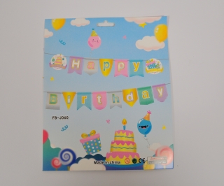 Банер гирлянд Пастелни цветове, Happy Birthday, 2,5м. /Gx/