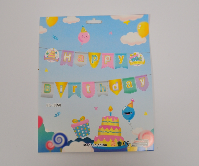 Банер гирлянд Пастелни цветове, Happy Birthday, 2,5м. /Gx/