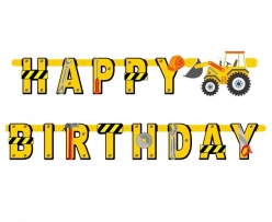 Банер гирлянд Строителни машини, Happy Birthday, 2,20м. /Gd/