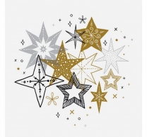 Парти салфетки Коледа, звезди, 20 бр в пакет /Gd/