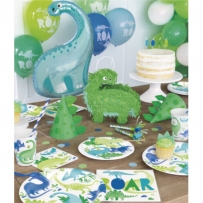 Хартиена парти чинийка Динозаври 23 см / Blue & Green Dinosaur, 8 бр. в опаковка /Un/