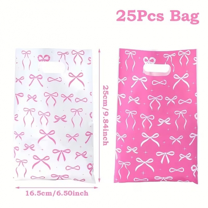 Подаръчни торбички Панделки, в розово и бяло, 25 бр. в опаковка /Tm/
