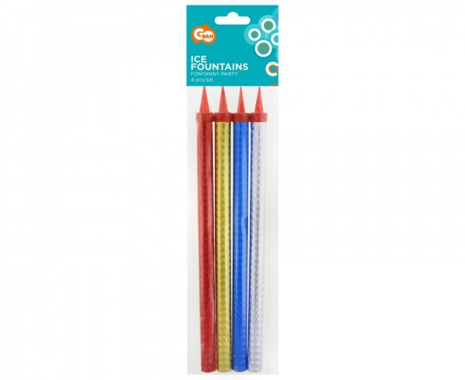 Фонтан за торта 4бр, 26 см, холограмен, цветен, бездимен /Gd/