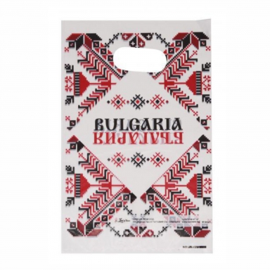 Подаръчна торбичка с шевица и надпис България/Bulgaria, 35х25 см /Pe/