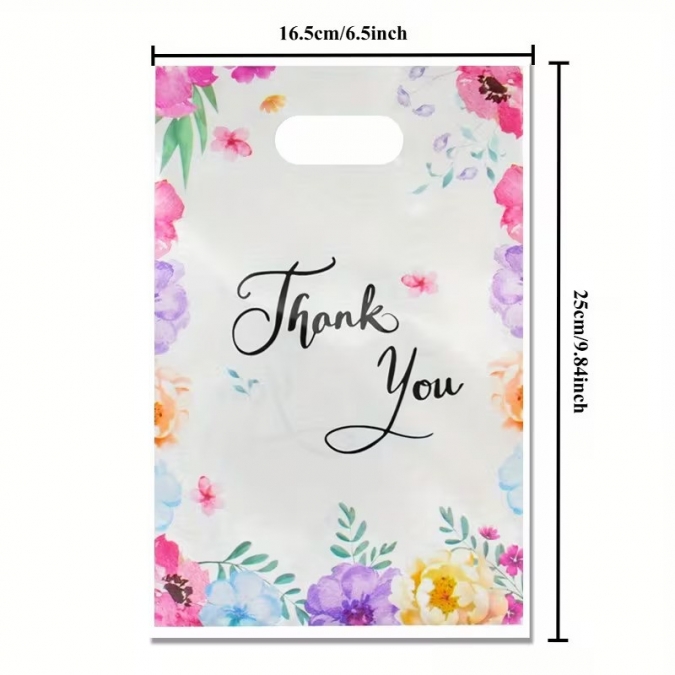 Подаръчни торбички Цветя, Thank You, 25 бр. в опаковка /Tm/