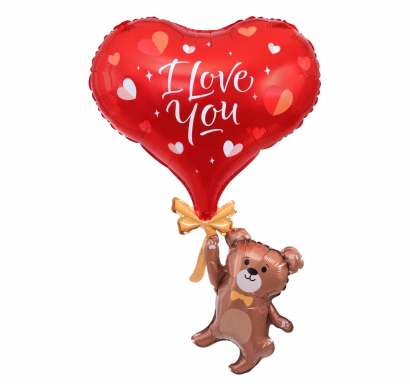 Фолиев балон летящо Мече със сърце I Love You 69 см /Pp/